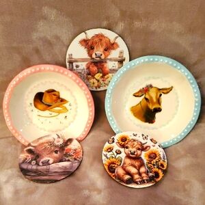 Pioneer Woman Mini Pie Plates & Baby Highland Coasters